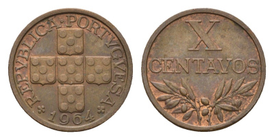 Португалия 10 сентаво 1964 KM 583 бронза UNC 4611-638