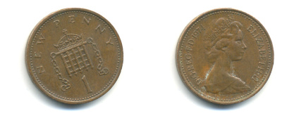 Великобритания 1 пенни 1974 Елизавета II (1952-2022) KM 915, Spink 4237 (B1) бронза 177-1115