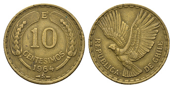 Чили 10 сентесимо 1964 E KM 191 алюминиевая бронза 4663-722