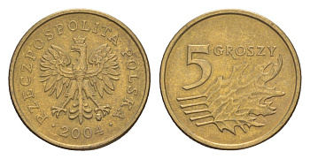 Польша 5 грошей 2004 Y 278 марганец латунь 4625-414