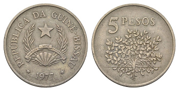 Гвинея-Бисау 5 песо 1977 KM 20 медно-никель 4626-535