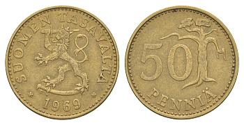 Финляндия 50 пенни 1969 KM 48 алюминиевая бронза 4648-447