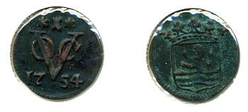 Нидерландская Восточная Индия 1 дуит 1754 Зеландия KM 152.2 медь 503-713