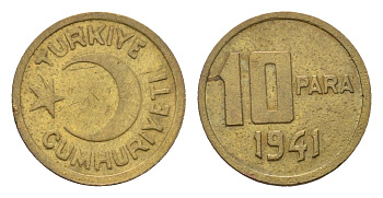 Турция 10 пара 1941 KM 868 алюминиевая бронза 45-414