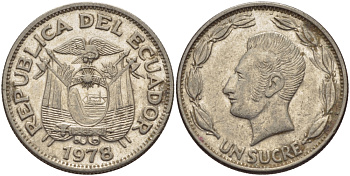ЭКВАДОР 1 СУКРЕ 1978 АНТОНИО ХОСЕ де СУКРЕ KM 78b сталь плакированная никелем 31-353