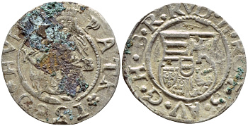 Венгрия 1 денар 1580 КВ, Рудольф II Габсбург (1576-1612), мадонна с младенцем  серебро    1530-334