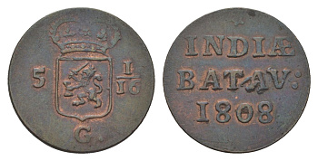 Нидерландская Восточная Индия, Голландия (Holland) 1 дуит 1808 KM 76 медь 4623-1138