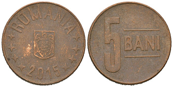 Румыния 5 бань (бани) 2015 KM 190 сталь плакированная медью 4621-351