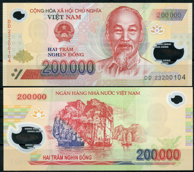 Вьетнам 200000 донгов 2022 Хо Ши Мин, архипелаг Фай-Си-Лонг Pick 123  пластик  UNC (пресс) 451-388-1