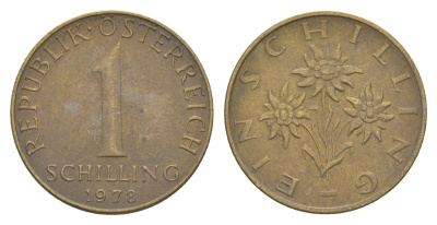 Австрия 1 шиллинг 1978 KM 2886 алюминиевая бронза 4561-835