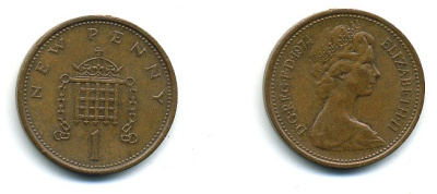 Великобритания 1 пенни 1974 Елизавета II (1952-2022) КМ 915, Spink B1 бронза 4110-753