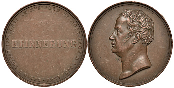 ПРУССИЯ МЕДАЛЬ 1840 В ПАМЯТЬ ФРИДРИХА ВИЛЬГЕЛЬМА III, РОДИЛСЯ 3 АВГУСТА 1770, СКОНЧАЛСЯ В ДЕНЬ СВЯТОЙ ПЯТИДЕСЯТНИЦЫ 7 ИЮНЯ 1840 ГОДА, ДИАМЕТР 45 ММ., ВЕС 53,23 ГР. бронза 05-095-11