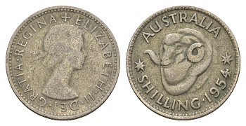 Австралия 1 шиллинг 1954 Елизавета II (1952-2022), овца меринос KM 53 серебро 4652-147