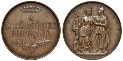 Польша медаль 1831 герои Польши, 51,25 мм, 60,35 гр H.-Cz. 3831 бронза 1069-8-21