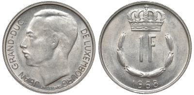 Люксембург 1 франк 1968 KM 55 медно-никель 4143-132