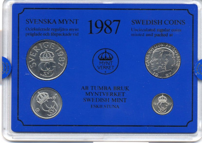 ШВЕЦИЯ НАБОР ИЗ 4 МОНЕТ 1987 04-062-148