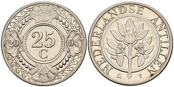 Нидерландские Антилы 25 центов 2004 Беатрикс (1980-2013) KM 35 сталь плакированная никелем 4167-733