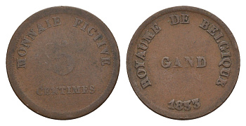 Бельгия, Гент 5 сантимов 1833 жетон государственной тюрьмы KM 10 бронза 413-6645