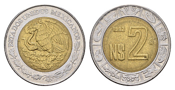 Мексика 2 песо 1992 KM 551 биметалл 217-246