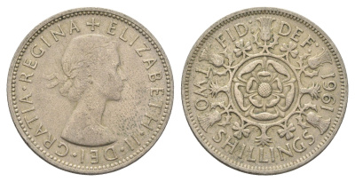 Великобритания 2 шиллинга (флорин) 1961 Елизавета II (1952-2022) KM 906, Spink 4146 медно-никель 4663-315