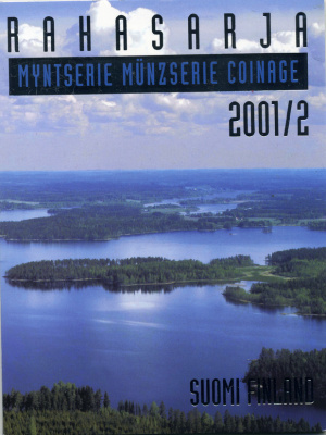 Финляндия годовой набор из 5 монет + жетон 2001 серия II, Снельман (1806-1881), официальный набор в оригинальном буклете UNC 5-6-2-7