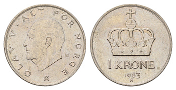 Норвегия 1 крона 1983 Улаф V (1957-1991) KM 419 медно-никель 4703-827