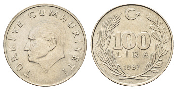 Турция 100 лир 1987 KM 967 медь цинк никель 4565-743