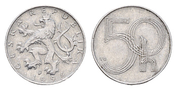 Чехия 50 геллеров 1994 KM 3 алюминий 192-561