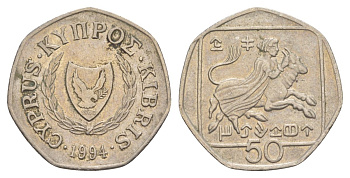 Кипр 50 центов 1994 KM 66 медно-никель 4633-736