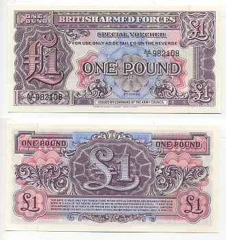 АНГЛИЯ 1 ФУНТ 1948 ДЛЯ ВООРУЖЕННЫХ СИЛ Pick M22 бумага 7183-11-4