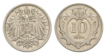 Австрия 10 геллеров 1908 Франц Иосиф I (1848-1916) KM 2802 никель 4639-1041