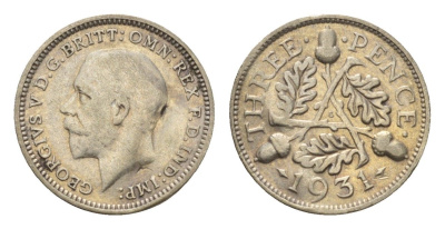 Великобритания 3 пенса 1931 Георг V (1910-1936) KM 831, Spink 4042 серебро 4697-953