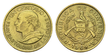 Гватемала 1 сентаво 1964 Бартоломео де лас Касас KM 260 латунь 4643-633