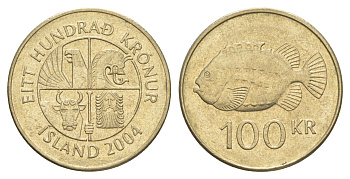 Исландия 100 крон 2004 KM 35 никель латунь 4523-727
