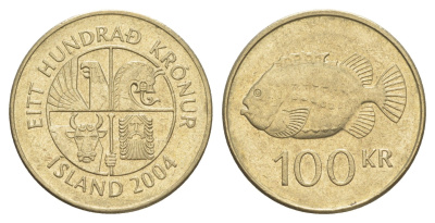 Исландия 100 крон 2004 KM 35 никель латунь 4523-727