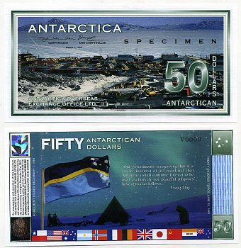 Антарктика (Антарктида) 50 долларов 1996 город полярников, Specimen бумага UNC (пресс) 449-10-2