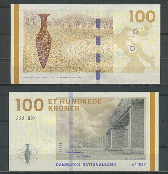 Дания 100 крон 2009 Pick 66 a (2) бумага UNC (пресс) 2198-9-2-2