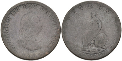 Великобритания 1 фартинг 1799 Георг III (1760-1820) KM 646, Spink 3779 медь 4126-655