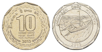 Шри-Ланка 10 рупий 2013 серия административные округа Шри Ланки, Муллайтиву, корабль KM 209 нержавеющая сталь UNC 4635-1116