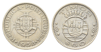 Португальский Тимор 60 сентаво 1958 год-тип KM 12 медь цинк никель 4669-742