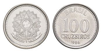 Бразилия 100 крузейро 1986 KM 595 нержавеющая сталь UNC 4644-536