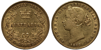 Австралия соверен 1870 Виктория (1837-1901), Тип 2 KM 4 золото 00-000-00