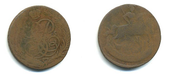 РОССИЯ 1 КОПЕЙКА 1757 медь 61-145