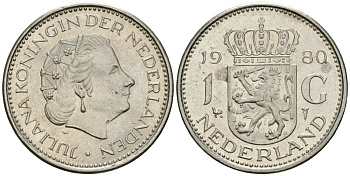 Нидерланды 1 гульден 1980 Юлиана (1948-1980) KM 184a никель 4579-557