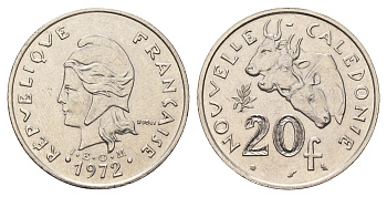 Новая Каледония 20 франков 1972 KM 12 никель UNC 4675-933