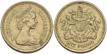 Великобритания 1 фунт 1983 Елизавета II (1952-2022) KM 933, Spink 4221 никель латунь 67-837