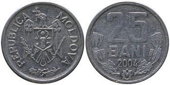 Молдавия 25 бани 2004 KM 3 алюминий 4549-1015