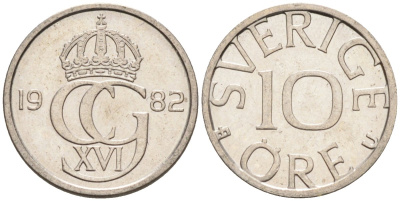 Швеция 10 эре 1982 Карл XVI Густав (1973- ) KM 850 медно-никель 4585-429