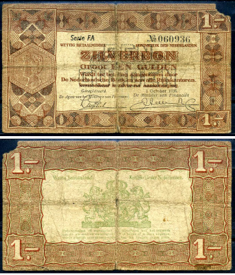 Нидерланды 1 гульден 1939 Pick 61 бумага 7548-49-4-2