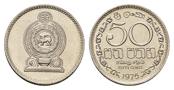 Шри-Ланка 50 центов 1975 KM 135.1 медно-никель UNC 4670-1151